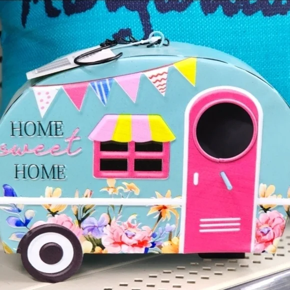 Pink Birdhouse with Welcome Sign